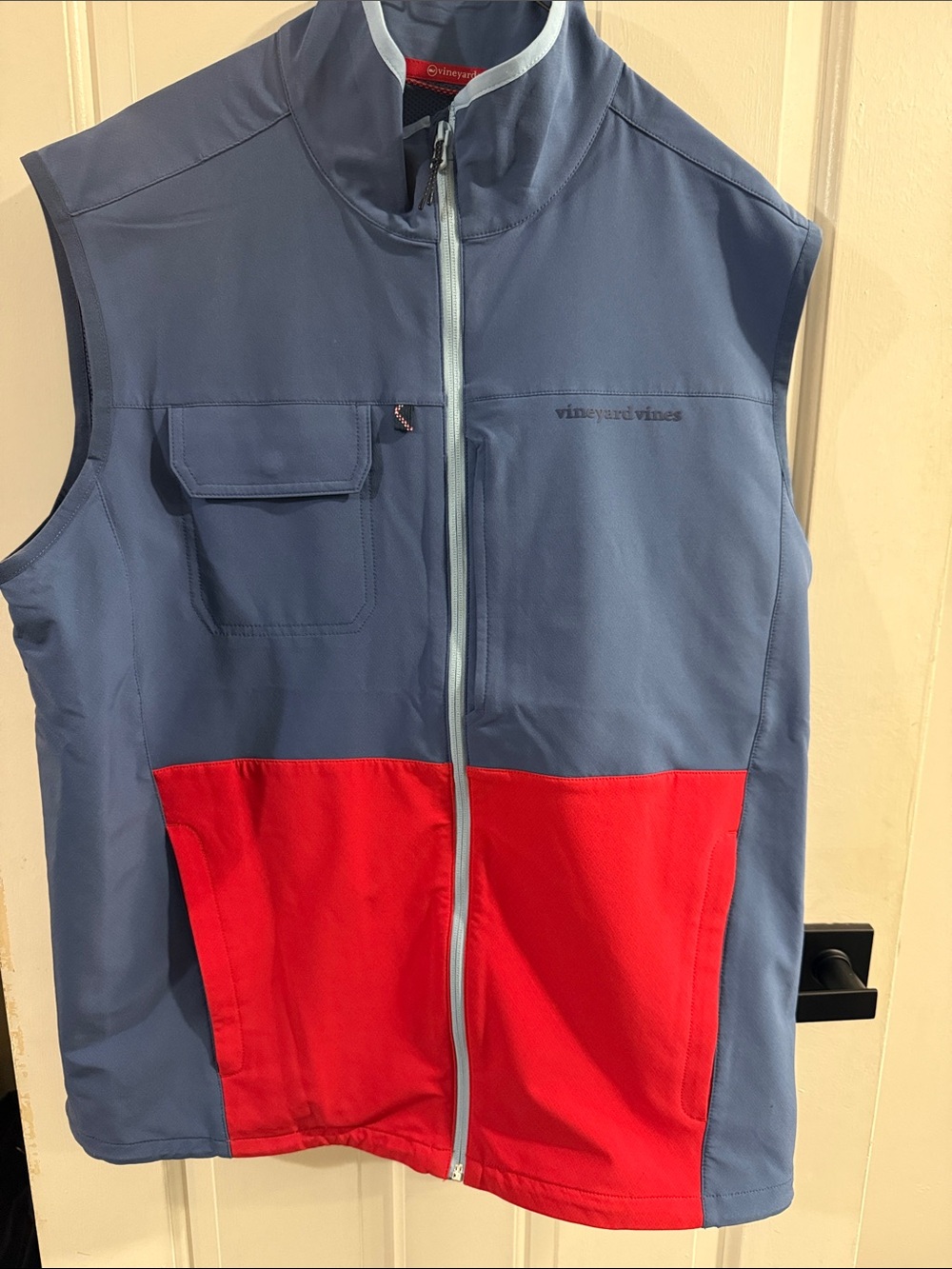 Vineyard Vines Blue and Red Colorblock Softshell Vest